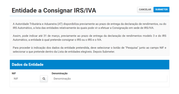 CONSIGNAÇÃO DE IRS
